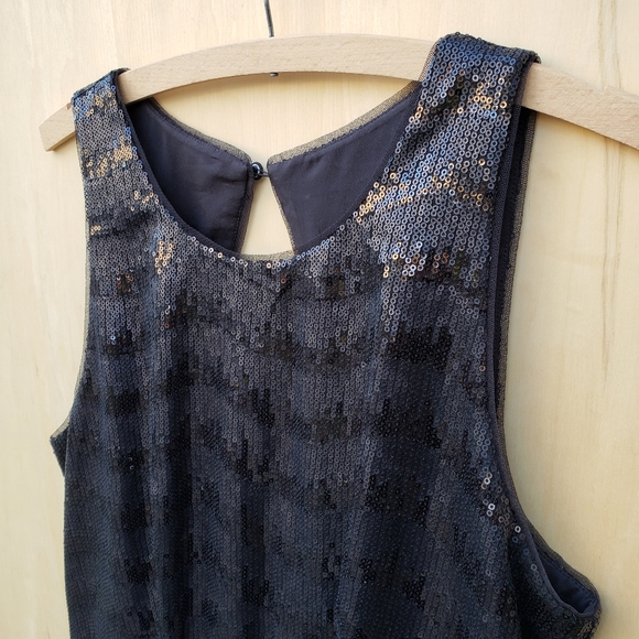 BCBGMaxAzria Black NERA Sequin Open Back Dress -10 - Picture 3 of 16